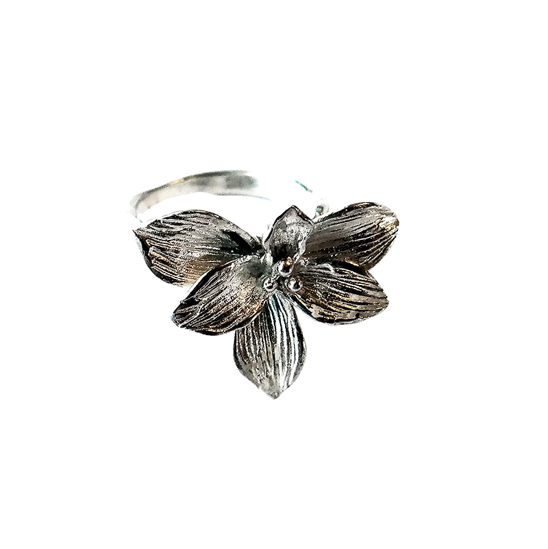 Silver Orchid Ring