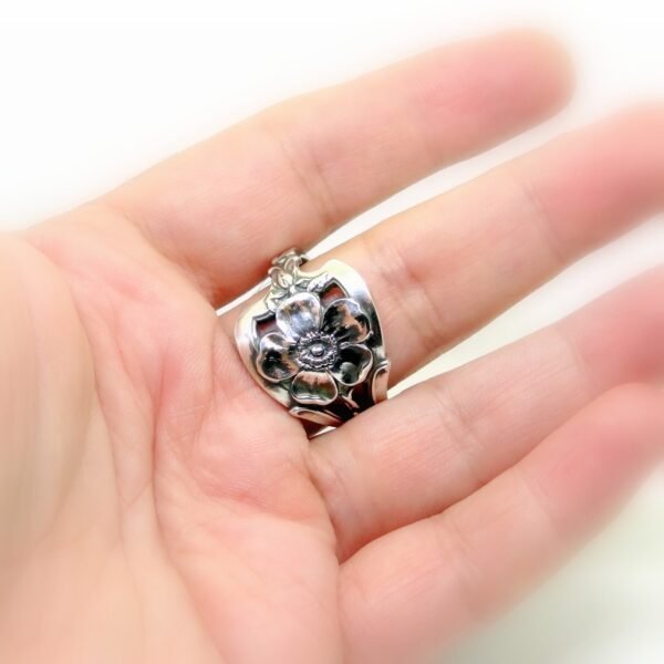 Silver Wild Rose Spoon Ring, Flower Ring