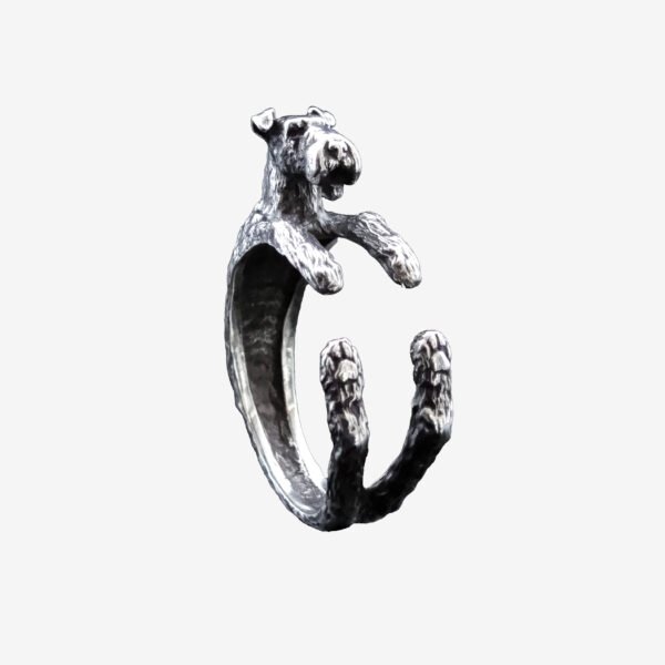 Sterling Silver Airedale Terrier Ring, Adjustable Ring, Pet Jewelry, Memory Ring