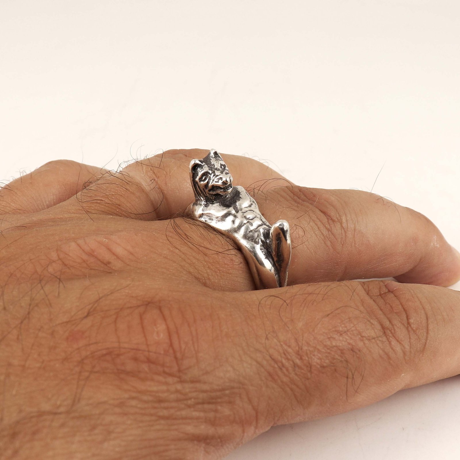 Wolf Ring With Man Body, Sterling Silver Handmade Animal Totem Jewelry ...