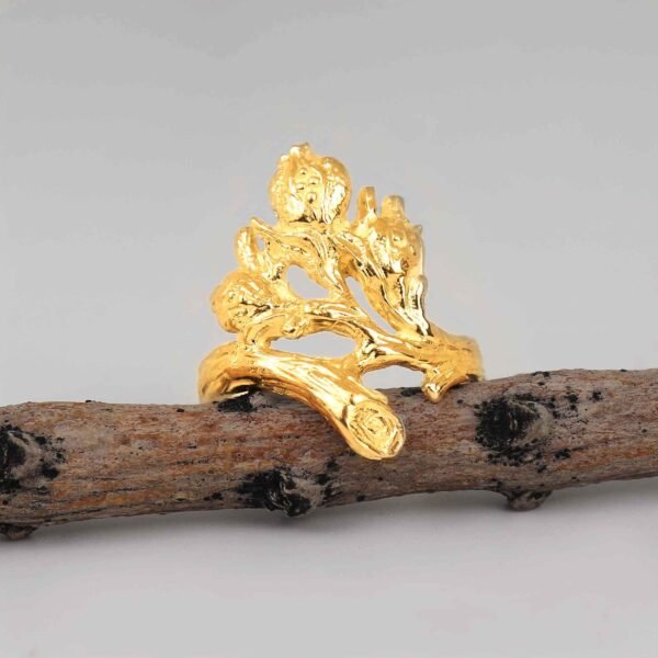 Gold Branch ring with 3 pomegranates