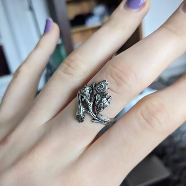 Oxidized Sterling Silver Branch ring on hand