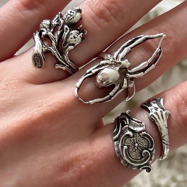 Oxidized Sterling Silver Branch ring on hand