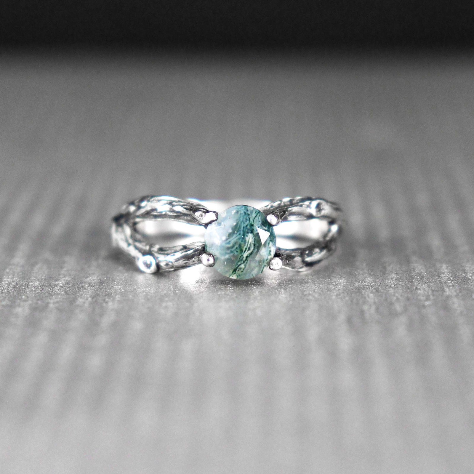 Bague En Argent Sterling Et Agate - Bijou Vintage - Occasion En Très Bon état