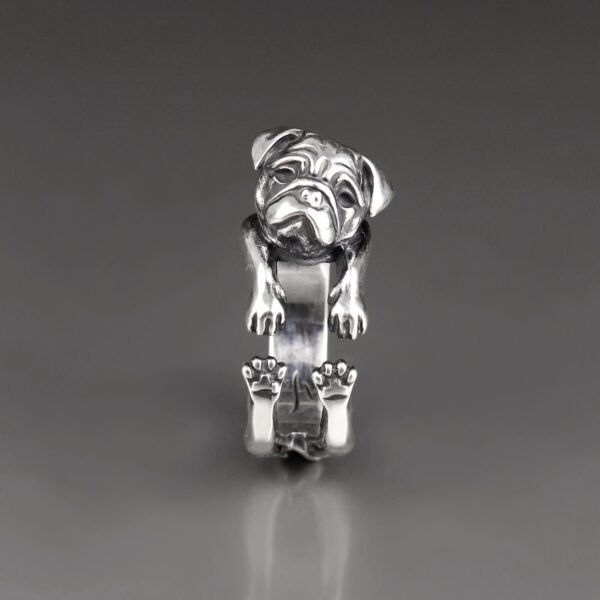 sterling silver adjustable pug ring