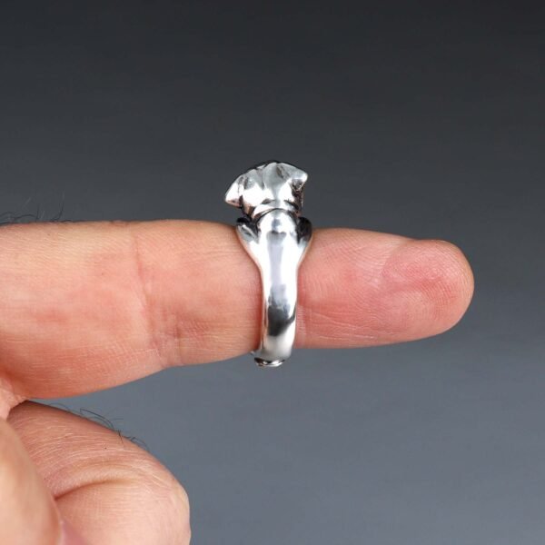 sterling silver adjustable pug ring