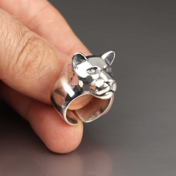 sterling silver panther head ring
