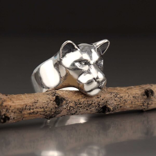 sterling silver panther head ring