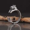 sterling silver adjustable Schnauzer Ring, handmade dog breed jewelry