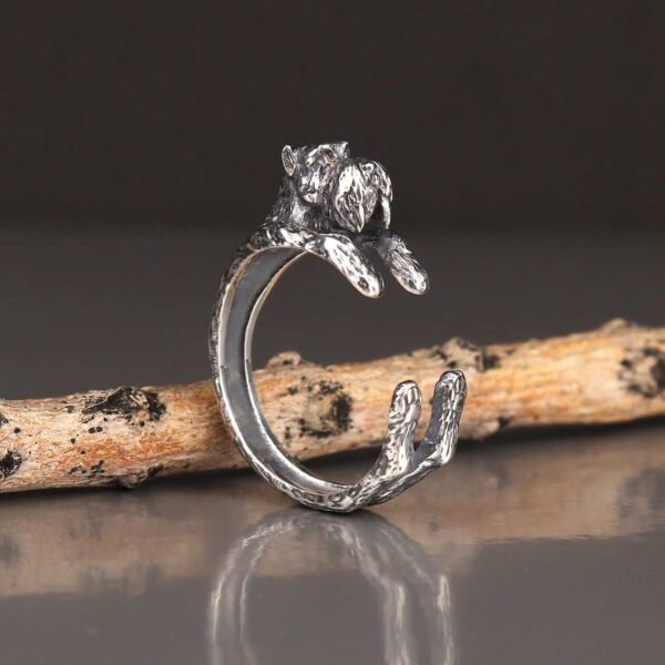 sterling silver adjustable Schnauzer Ring, handmade dog breed jewelry