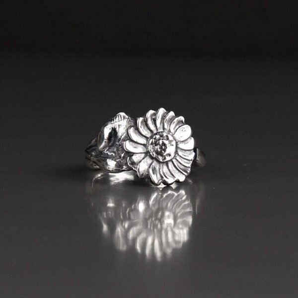 sterling silver water lily spoon ring