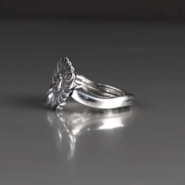 sterling silver water lily spoon ring