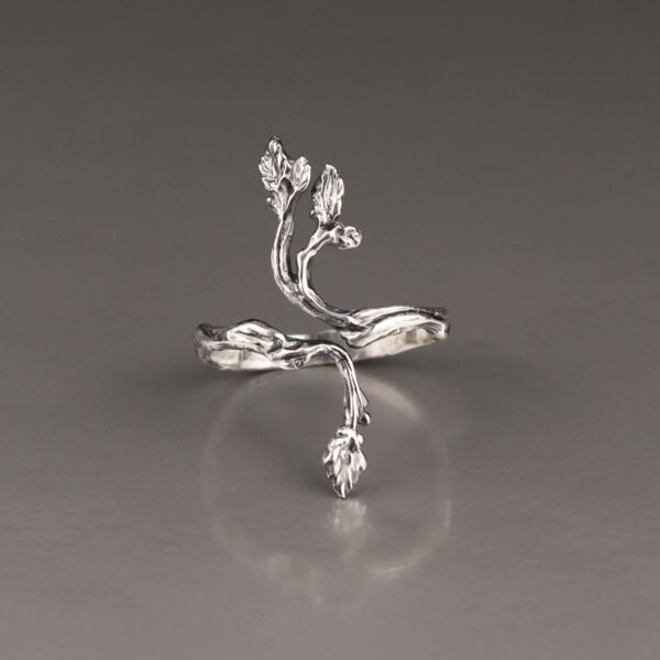 Sterling silver adjustable twig ring