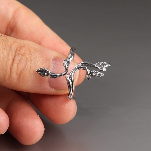 Sterling silver adjustable twig ring