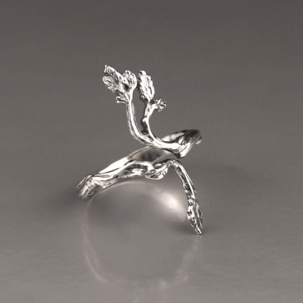 Sterling silver adjustable twig ring