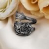 Sterling Silver Black Rose Spoon Ring