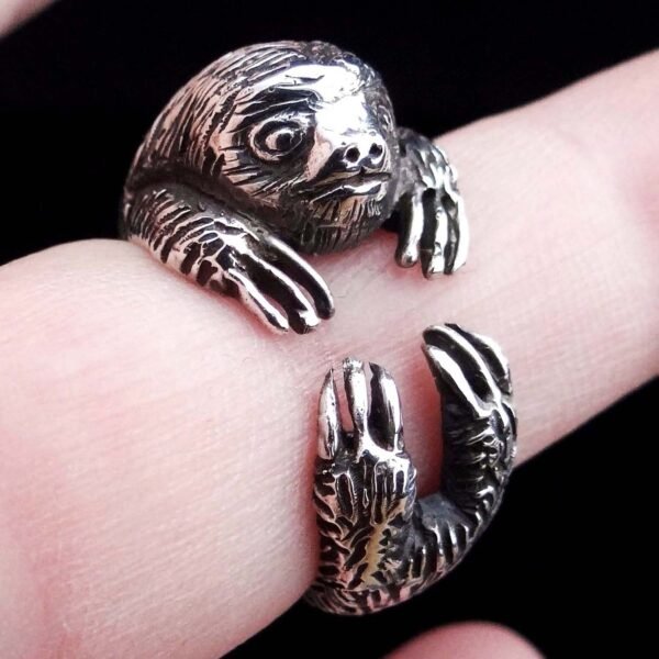 Sterling silver adjustable Sloth ring