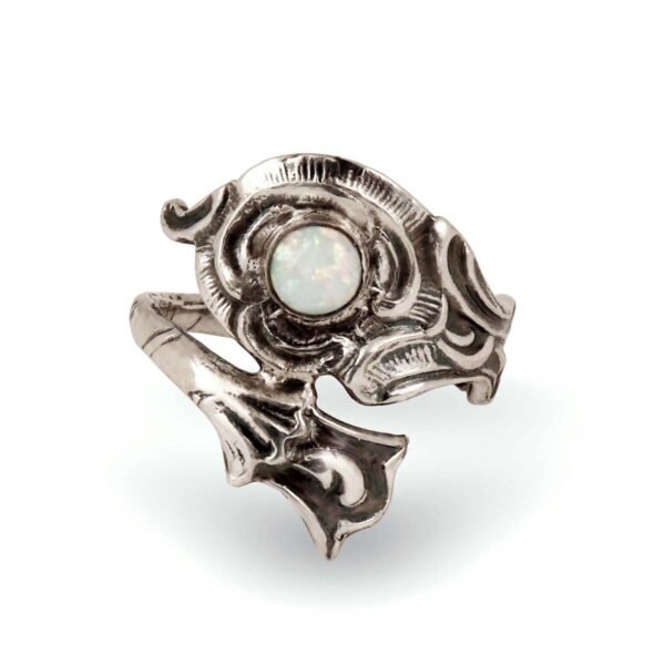 Sterling silver Opal Spoon Ring