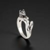 Sterling silver wolf woman ring
