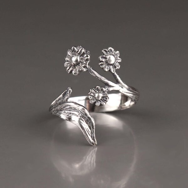 Sterling silver wild flower rings