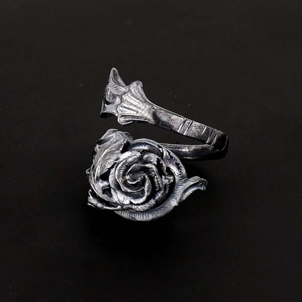 Sterling Silver Black Rose Spoon Ring