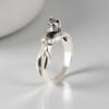 Sterling silver wolf woman ring