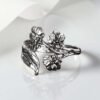 Adjustable Sterling silver Orchid ring