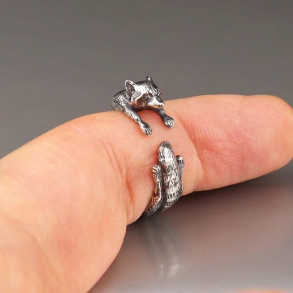 Sterling silver adjustable raccoon ring