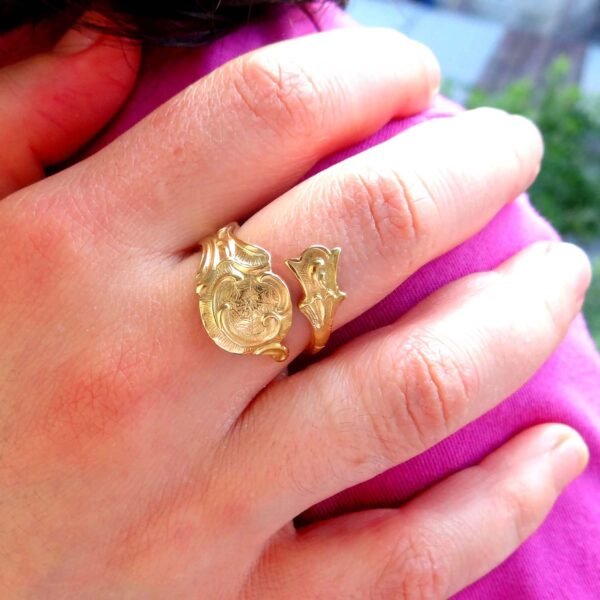 Sterling silver gold plated spoon ring