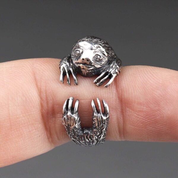 Sterling silver adjustable Sloth ring
