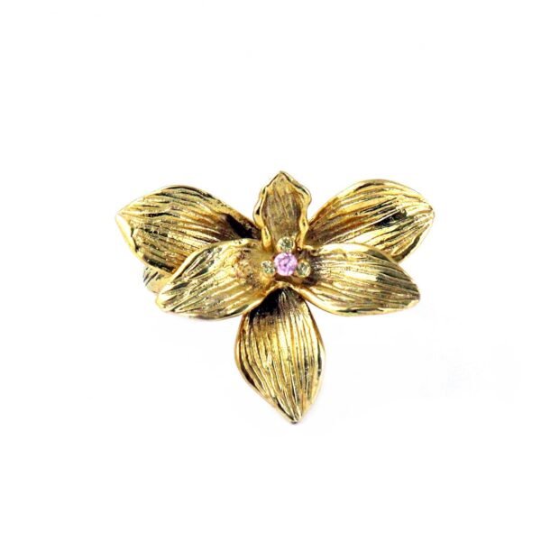 Sterling silver gol-plated Orchid flower ring