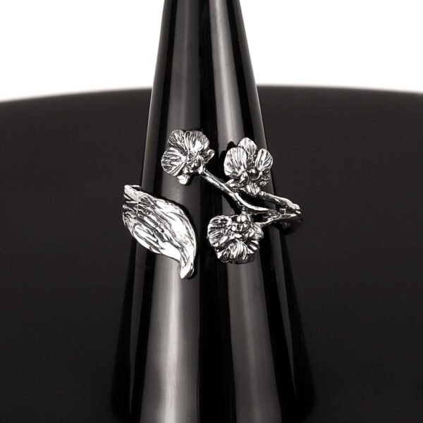 Adjustable Sterling silver Orchid ring