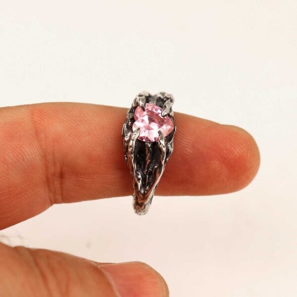 Sterling Silver Oxidized Heart Shaped CZ Ring