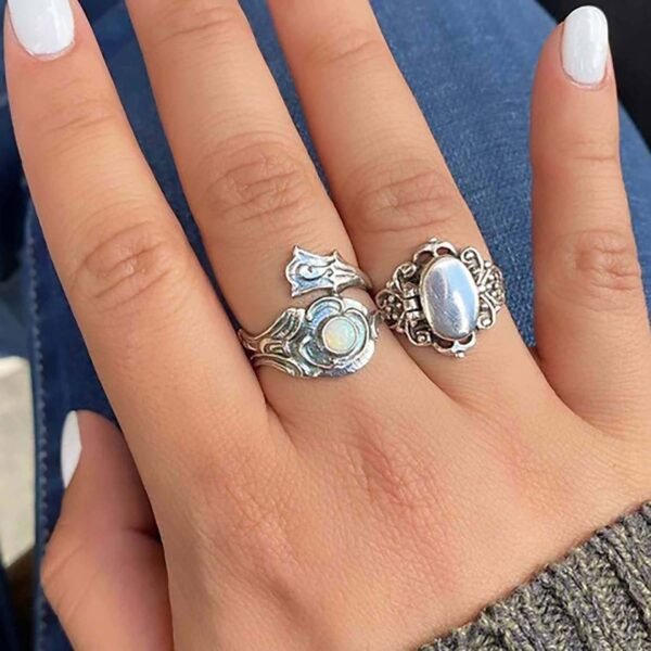 Sterling silver Opal Spoon Ring