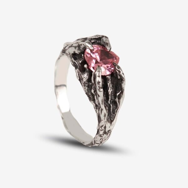 Sterling Silver Oxidized Heart Shaped CZ Ring