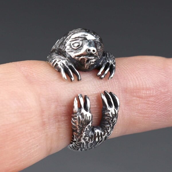 Sterling silver adjustable Sloth ring