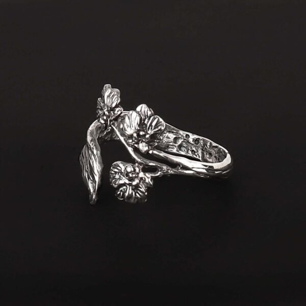 Adjustable Sterling silver Orchid ring