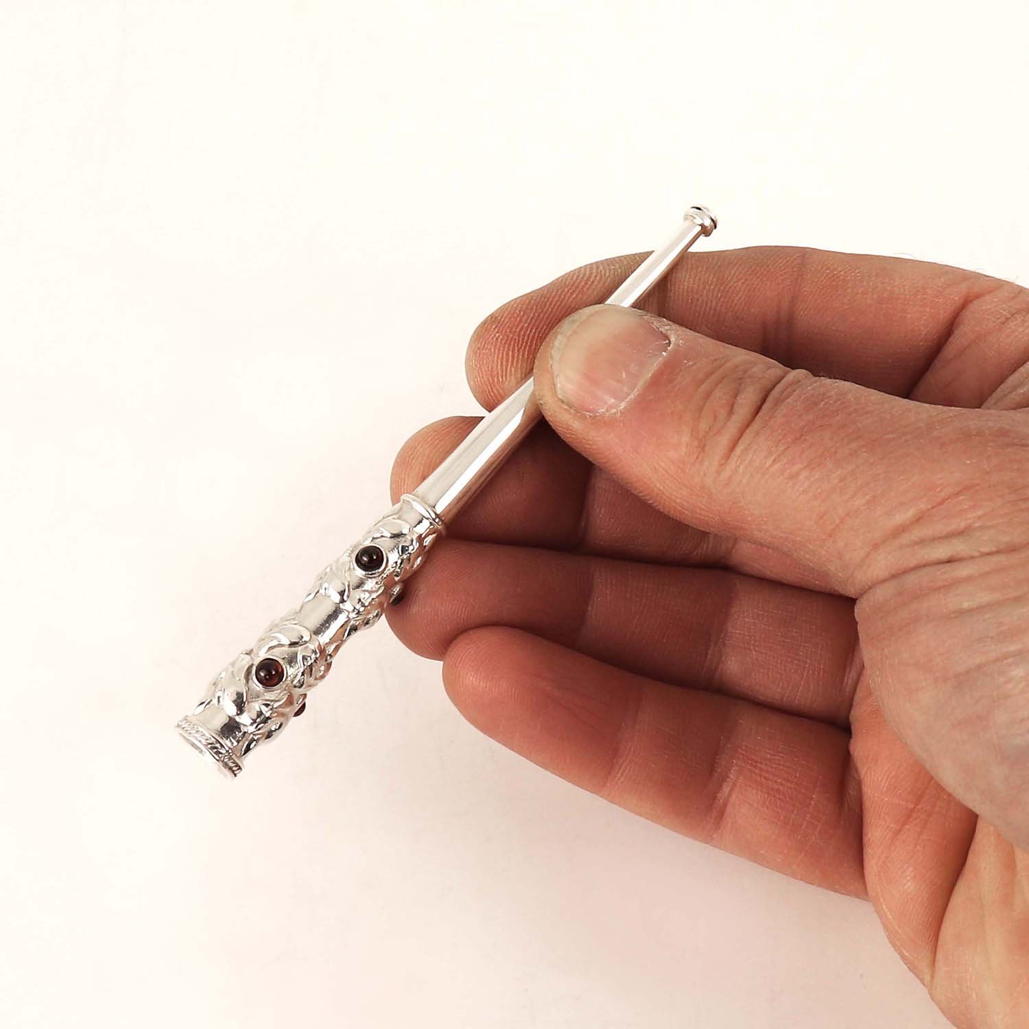 cigarette holder silver Cigarette Holder For Regular Size Cigarettes With Floral Ornaments &  Garnets Made Of Sterling Silver, Unique Smoking Accessory Gift For Him