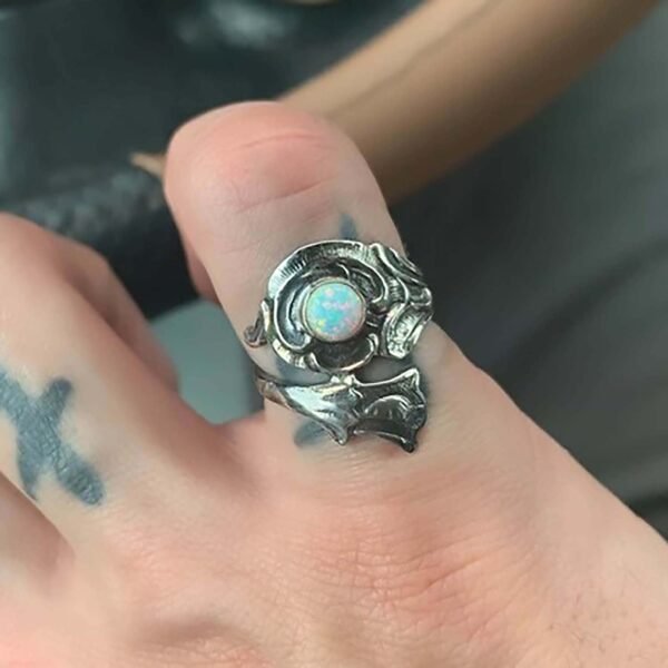Sterling silver Opal Spoon Ring