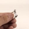 Sterling silver wolf woman ring