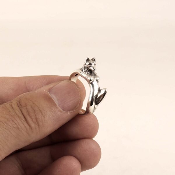 Sterling silver wolf woman ring