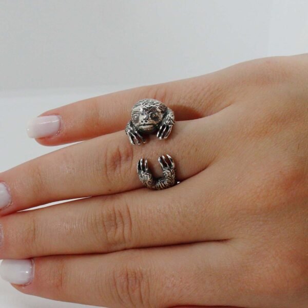 Sterling silver adjustable Sloth ring