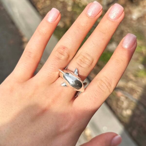 Sterling silver adjustable Dolphin ring