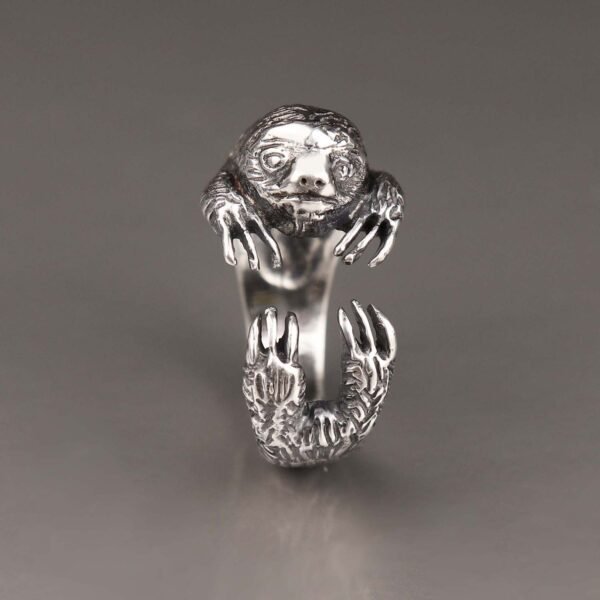 Sterling silver adjustable Sloth ring