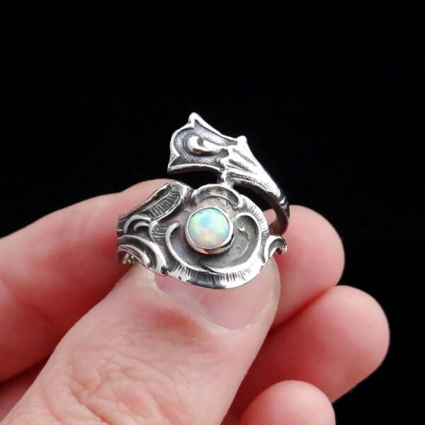 Sterling silver Opal Spoon Ring