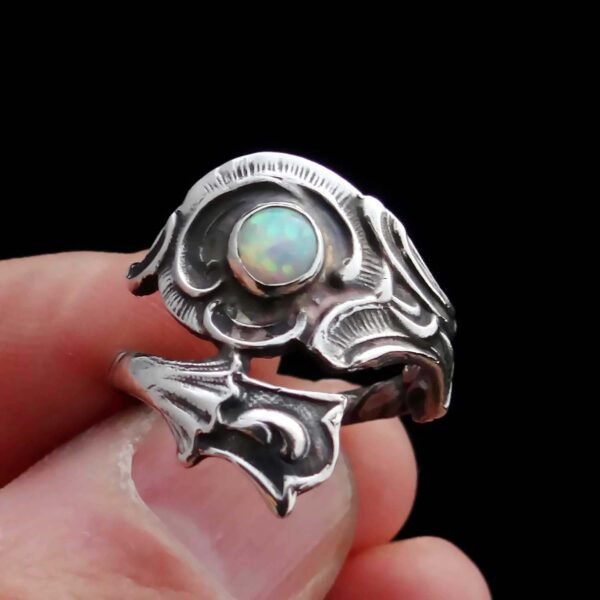 Sterling silver Opal Spoon Ring