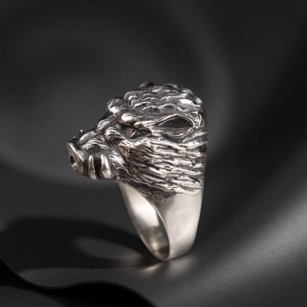 Sterling Silver Wild Boar Ring