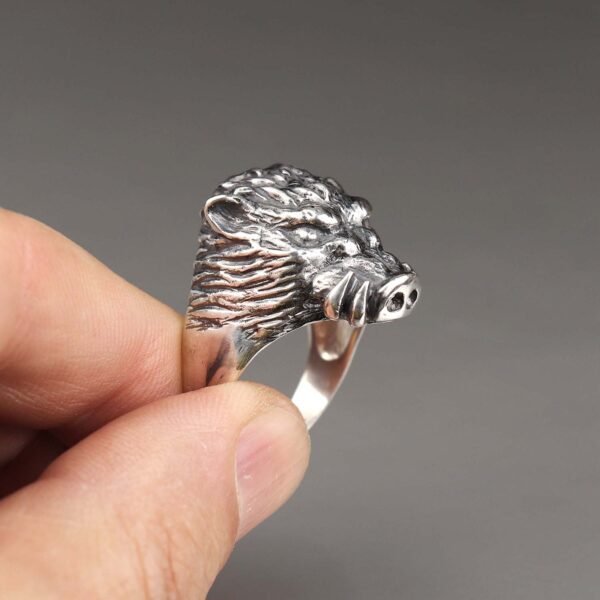 Sterling Silver Wild Boar Ring