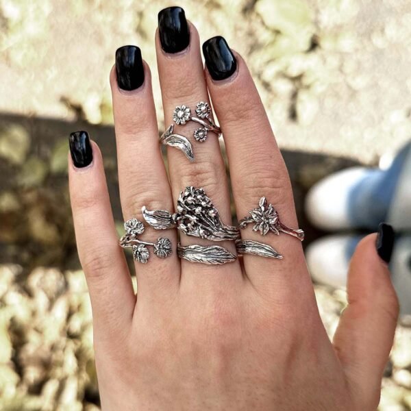 Sterling silver wild flower rings