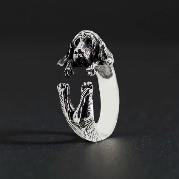 Sterling silver adjustable Basset Hound ring